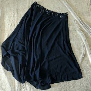 Navy embellished off the shoulder dress